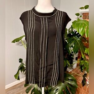 🛍️ Miilla black with tan stripes sleeveless top Size Large